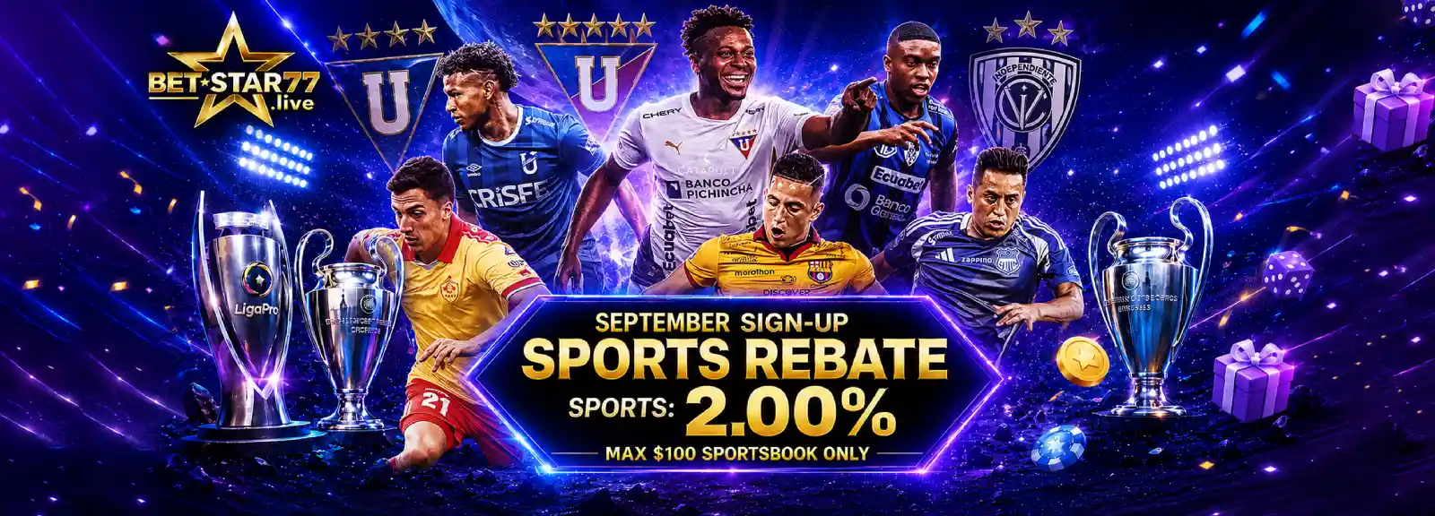 September Sign Up BetStar77 Sports Rebate 2%